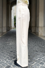 WU-SIDE - pantalone palazzo - AVORIO