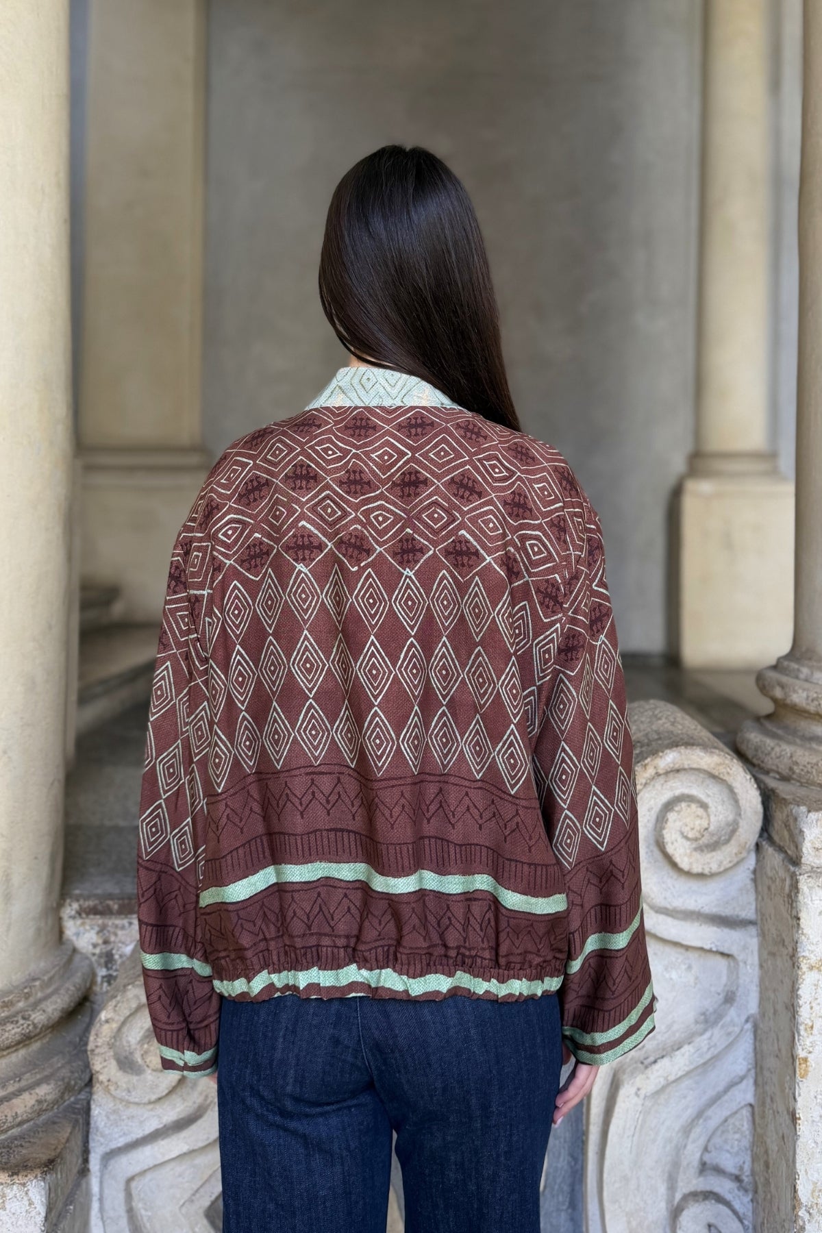 WU-SIDE - giacca kimono bomber viscosa - MARRONE