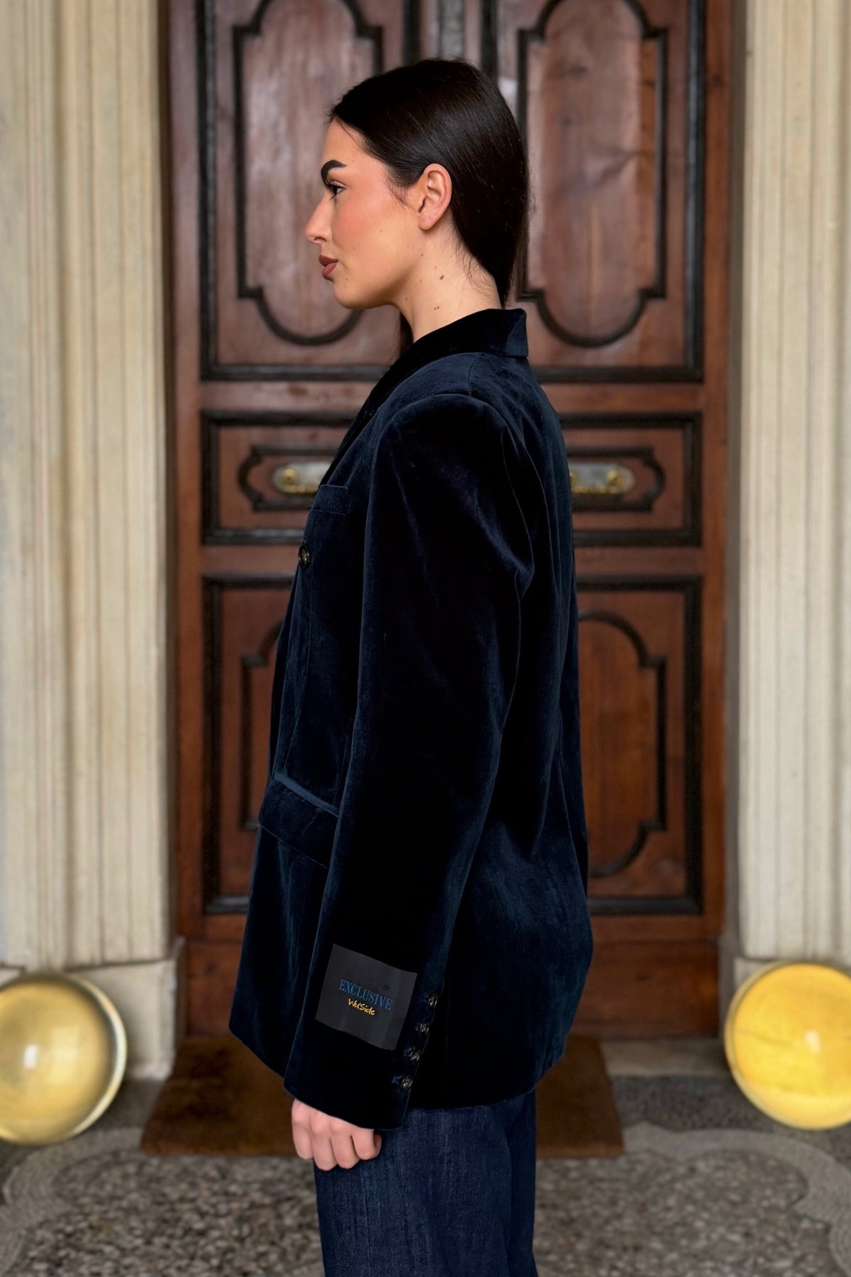 WU-SIDE - giacca doppio petto fustagno - BLUE