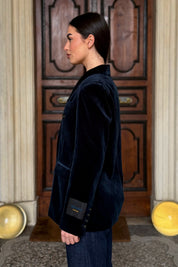 WU-SIDE - giacca doppio petto fustagno - BLUE