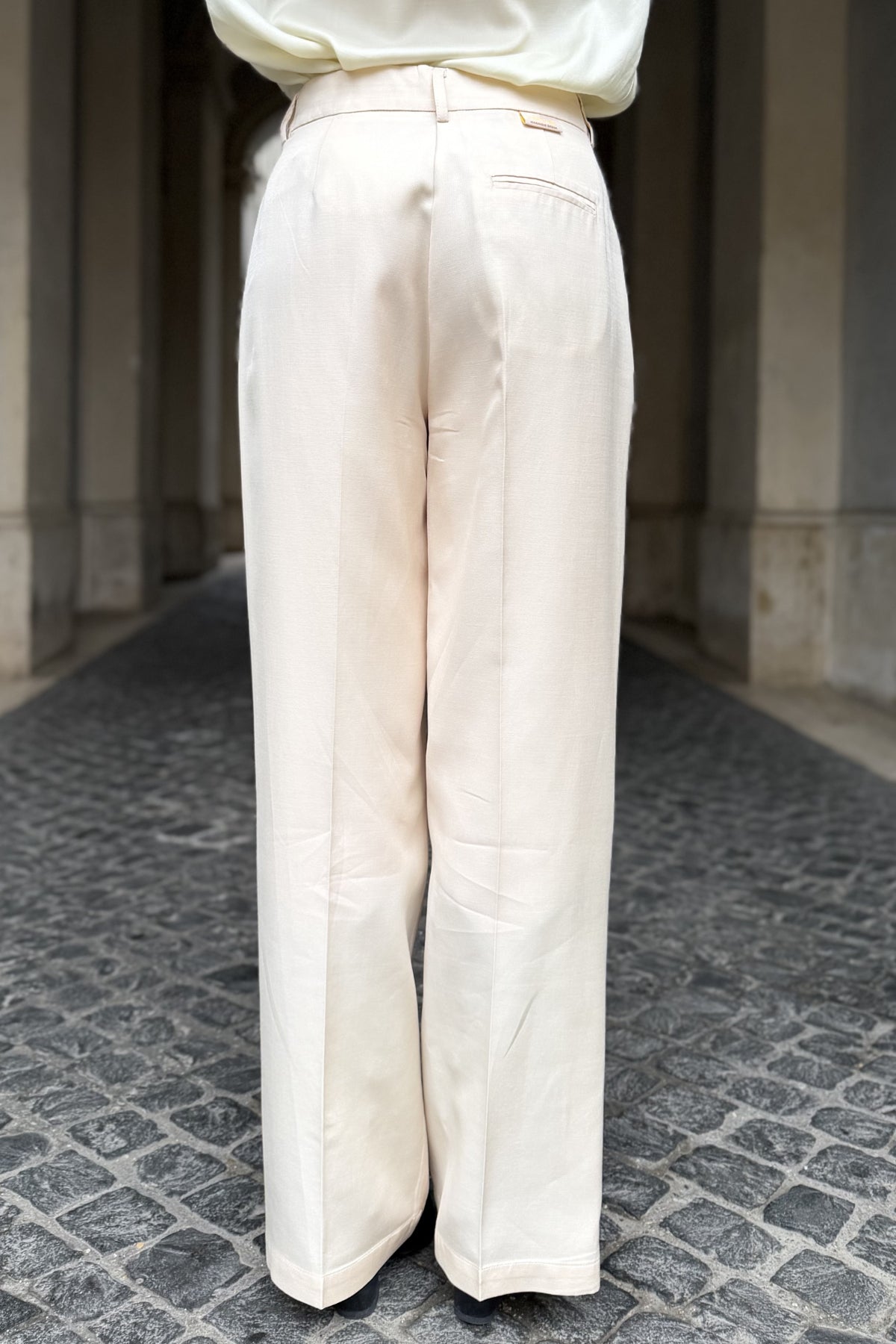 WU-SIDE - pantalone palazzo - AVORIO