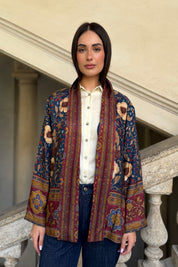 WU-SIDE - giacca kimono viscosa - BLUE BORDEAUX