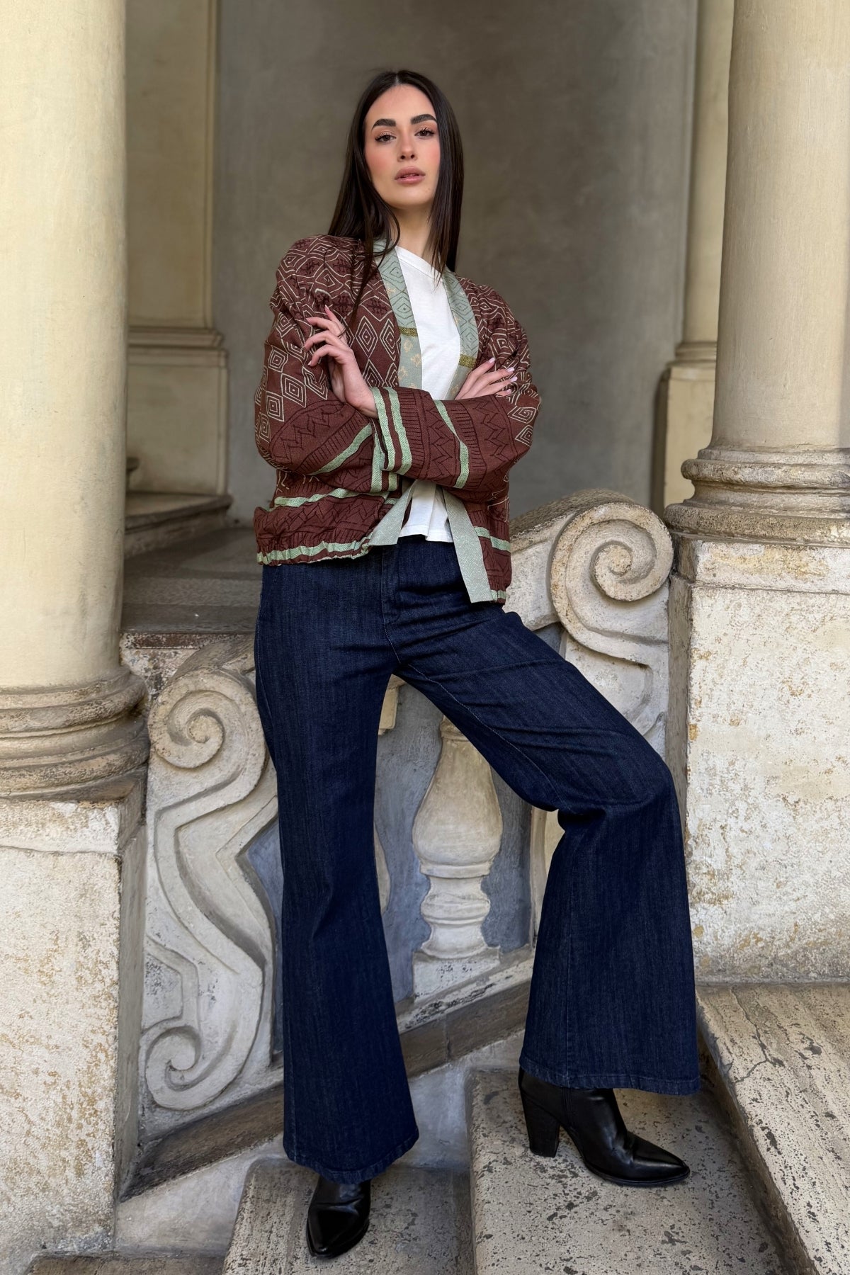 WU-SIDE - giacca kimono bomber viscosa - MARRONE