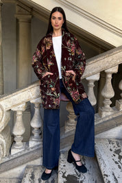FLOW - kimono velluto paris - marrone flower