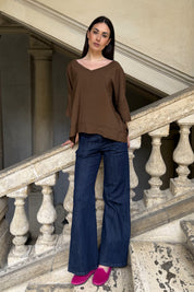 ARTEFILIA-MILANO - blusa marea scollo v - GIANDUIA