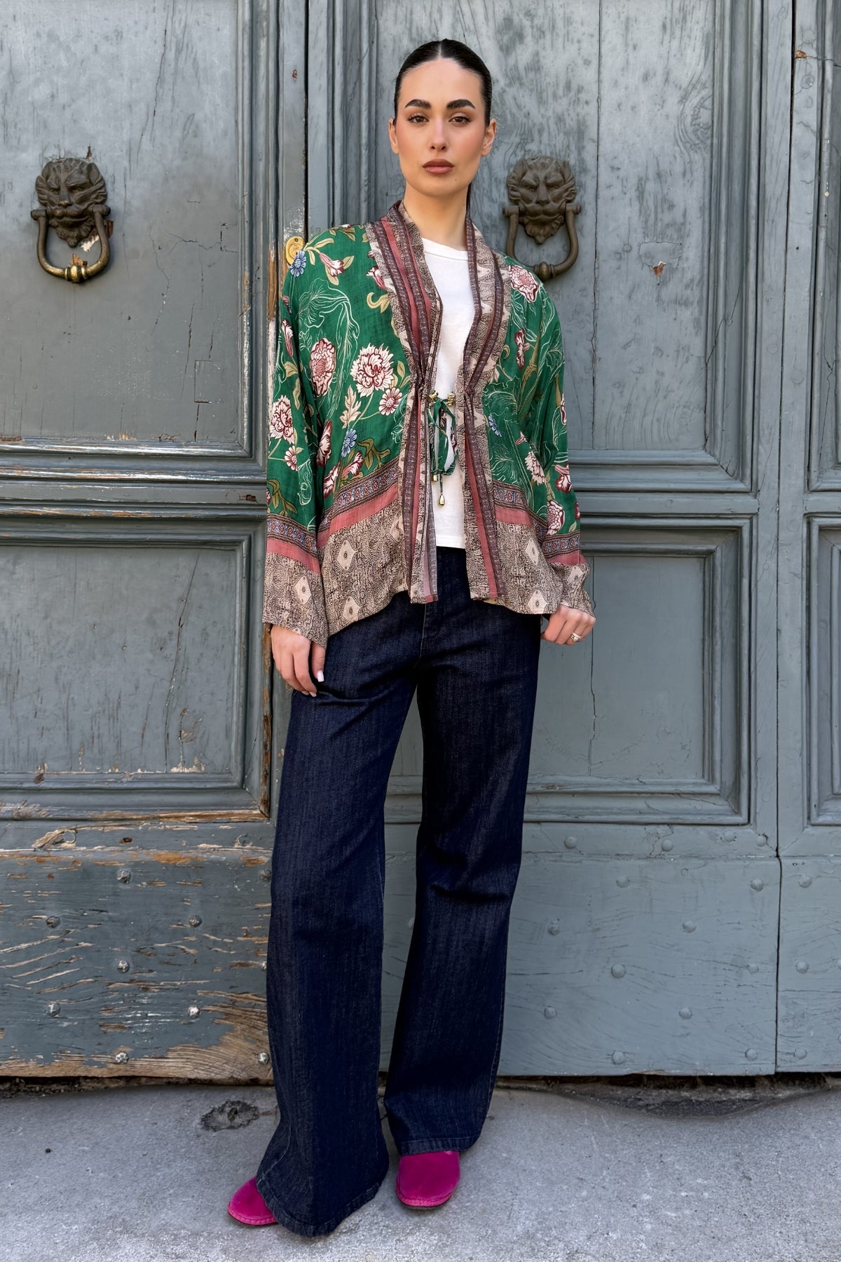 WU-SIDE - giacca kimono viscosa sfoderata - SMERALDO