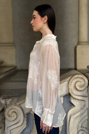 ARTEFILIA-MILANO - camicia solana ricamo - BURRO