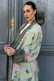 WU-SIDE - kimono lungo viscosa sfoderato - VERDE ACQUA
