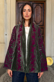 ARTEFILIA-MILANO - giacca uma velluto ricamato - MILITARY BURGUNDY