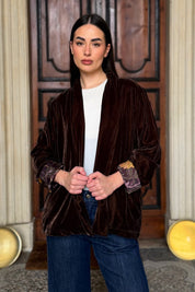 WU-SIDE - giacca kimono velluto - CARAMELLO