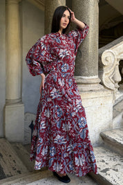 ARTEFILIA-MILANO - gonna ambra in mussola di cotone - BURGUNDY ROYAL
