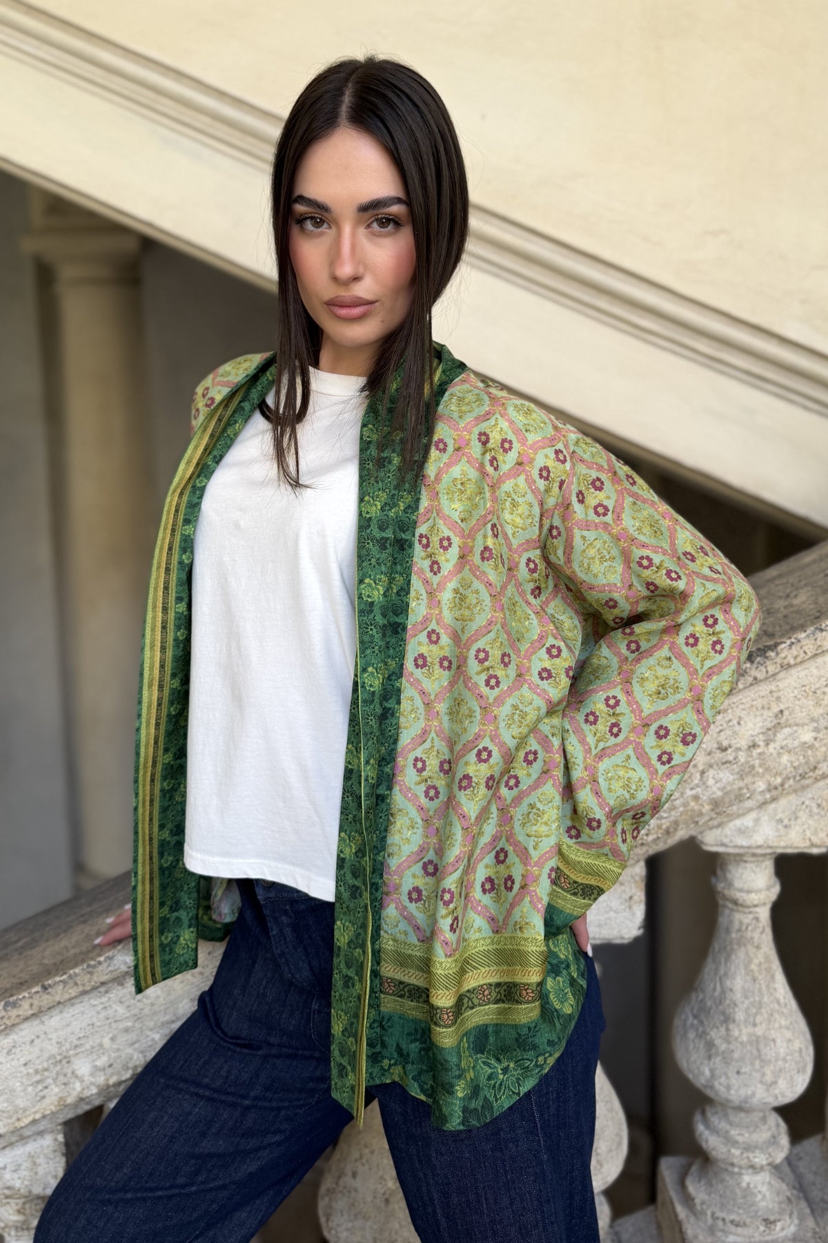 WU-SIDE - giacca kimono viscosa - VERDE