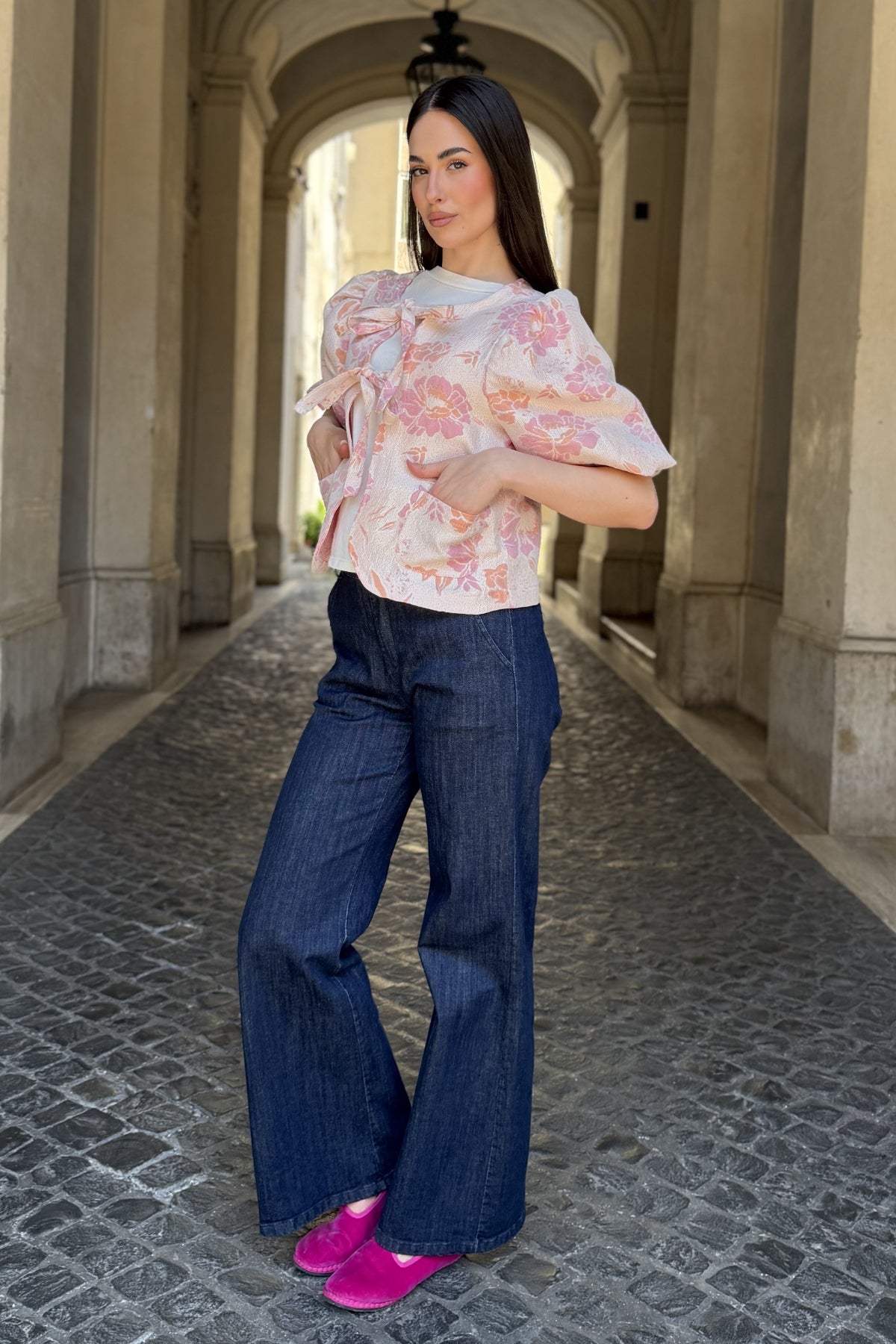 FLOW - giacca jacquard - ROSA