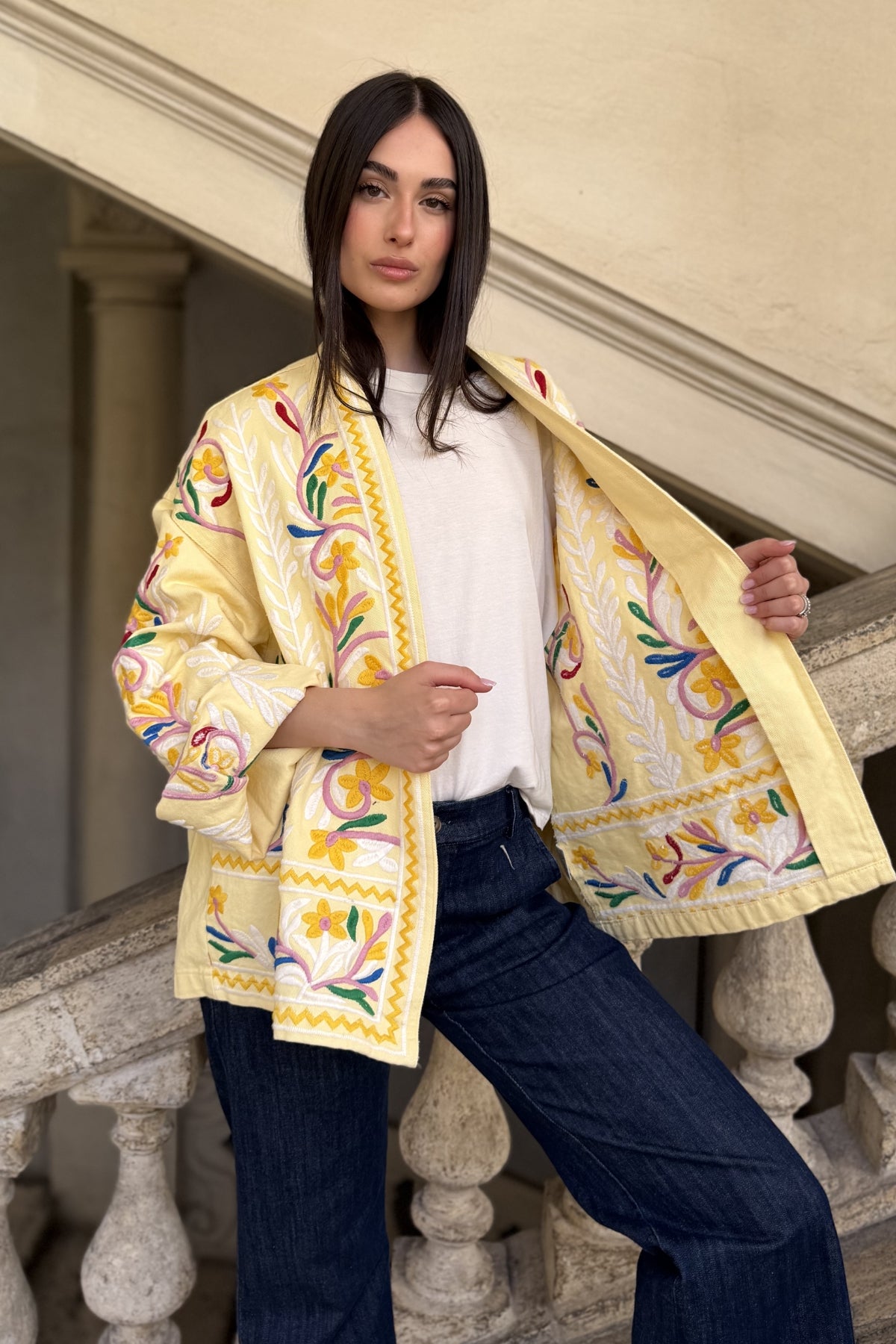 MOCHY - giacca ricamo mochy - GIALLO