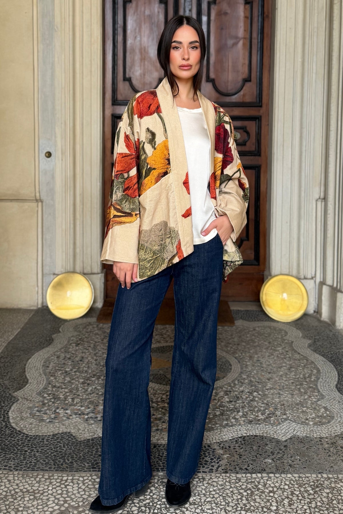 one-hundred-stars-1 - giacca kimono velluto - NASTURPIUM FAWN