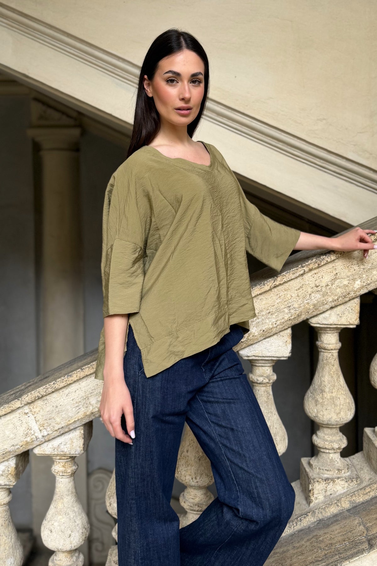 ARTEFILIA-MILANO - blusa marea scollo v - EGITTO