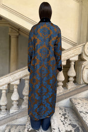 WU-SIDE - kimono viscosa jaquard - MORO BLUE