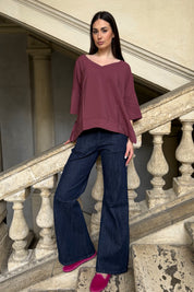 ARTEFILIA-MILANO - blusa marea scollo v - BOLGHERI