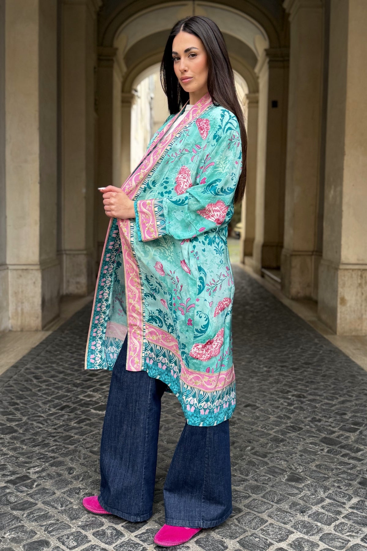WU-SIDE - kimono viscosa lungo sfoderato - TIFFANY