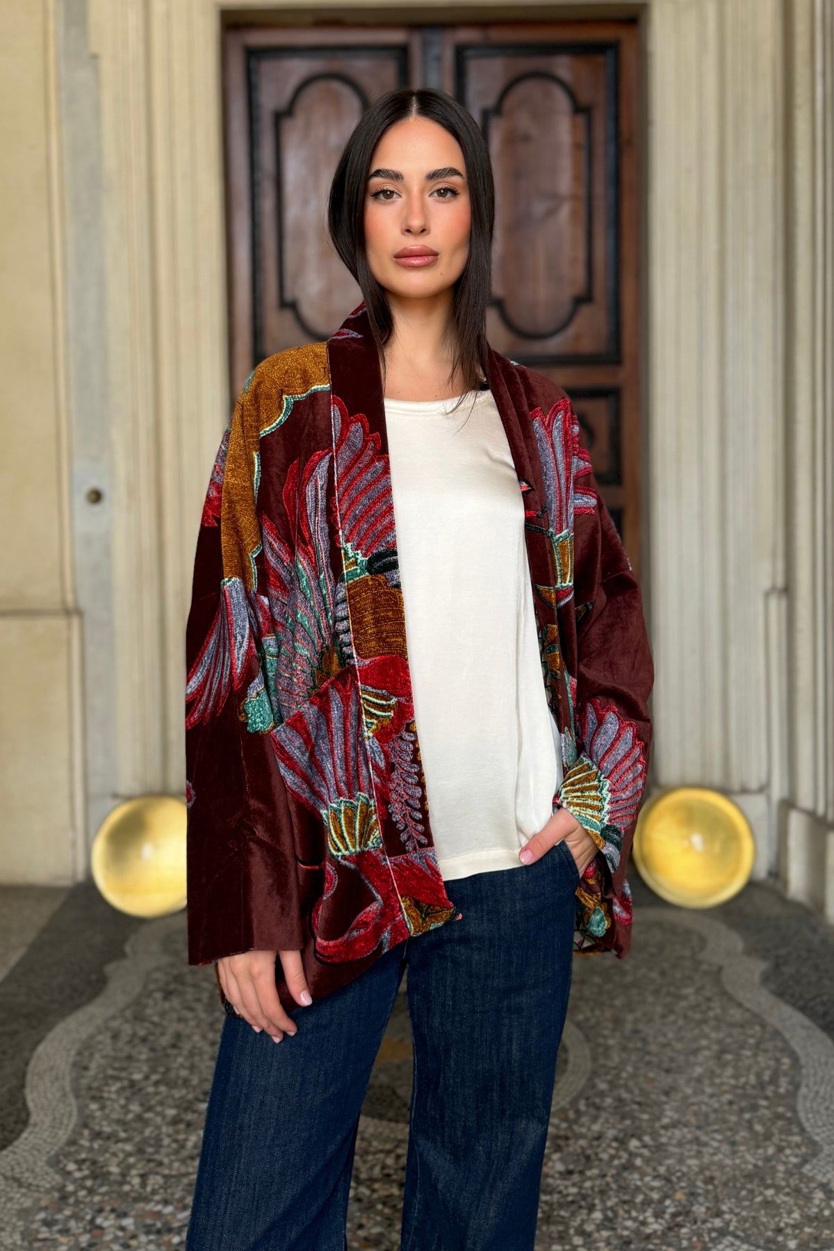 one-hundred-stars-1 - giacca kimono velluto - CRANE BROWN