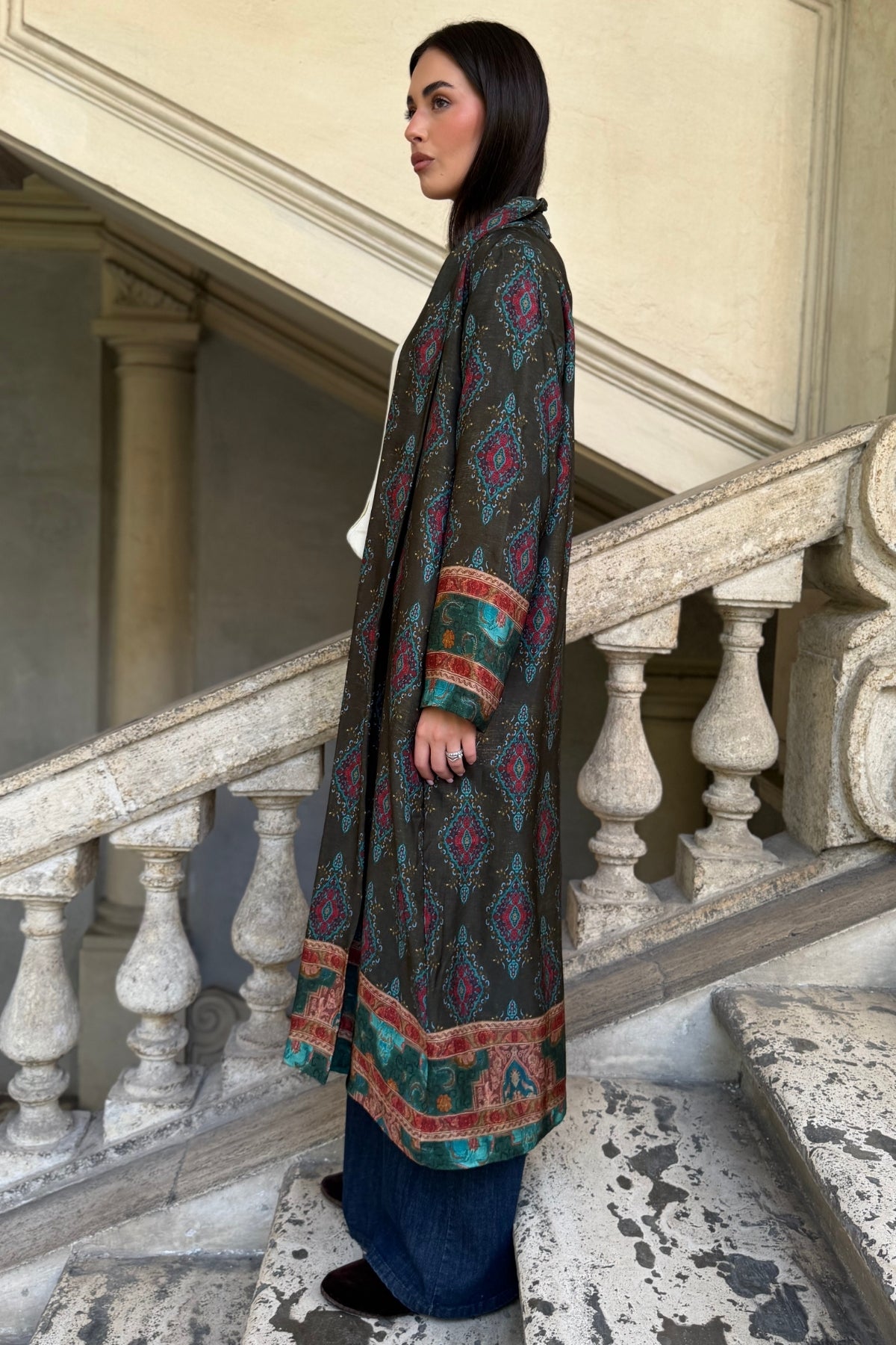 WU-SIDE - kimono viscosa - MILITARE