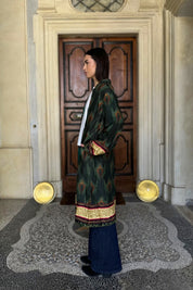 WU-SIDE - kimono fantasia viscosa - VERDE MARRONE