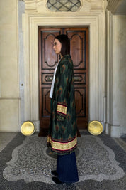 WU-SIDE - kimono fantasia viscosa - VERDE MARRONE