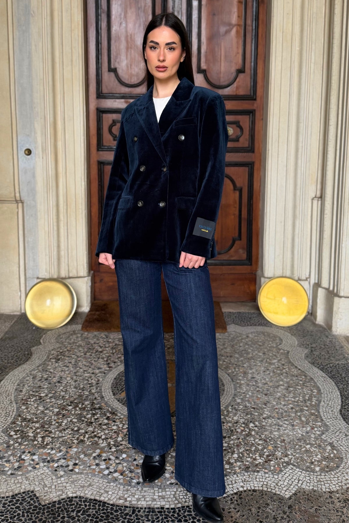 WU-SIDE - giacca doppio petto fustagno - BLUE