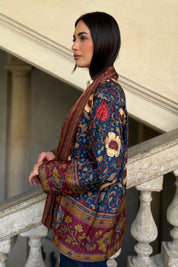 WU-SIDE - giacca kimono viscosa - BLUE BORDEAUX
