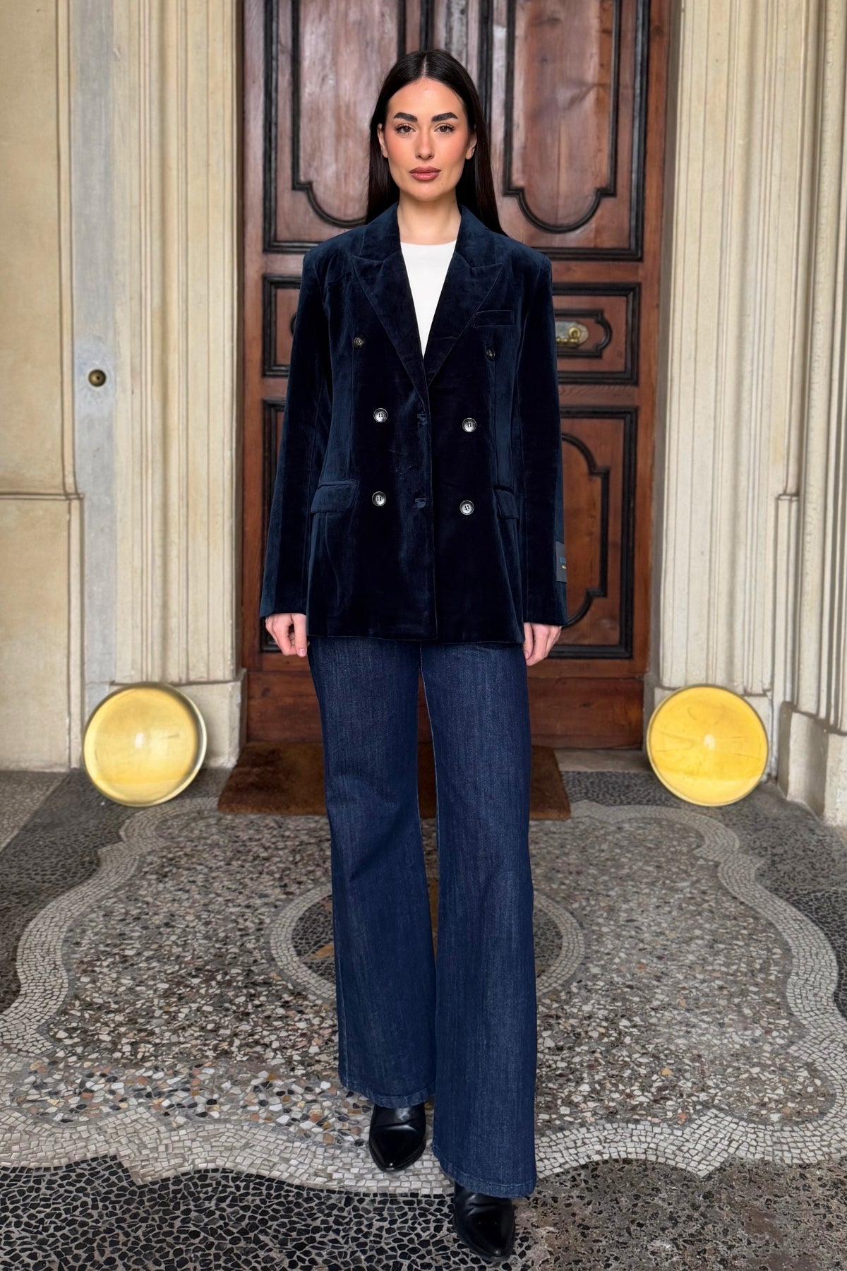 WU-SIDE - giacca doppio petto fustagno - BLUE