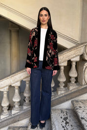 WU-SIDE - giacca kimono devore - BLACK RED