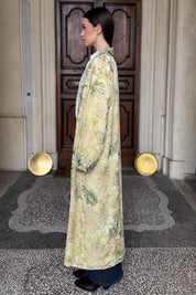 WU-SIDE - kimono devore lungo - CREMA VERDE