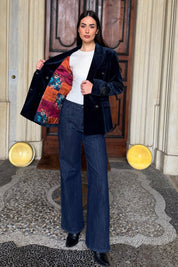 WU-SIDE - giacca doppio petto fustagno - BLUE