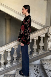 WU-SIDE - giacca kimono devore - BLACK RED