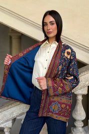 WU-SIDE - giacca kimono viscosa - BLUE BORDEAUX