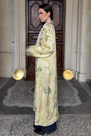 WU-SIDE - kimono devore lungo - CREMA VERDE