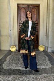 WU-SIDE - kimono fantasia viscosa - VERDE MARRONE