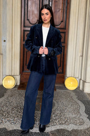 WU-SIDE - giacca doppio petto fustagno - BLUE