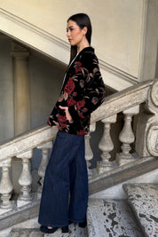 WU-SIDE - giacca kimono devore - BLACK RED