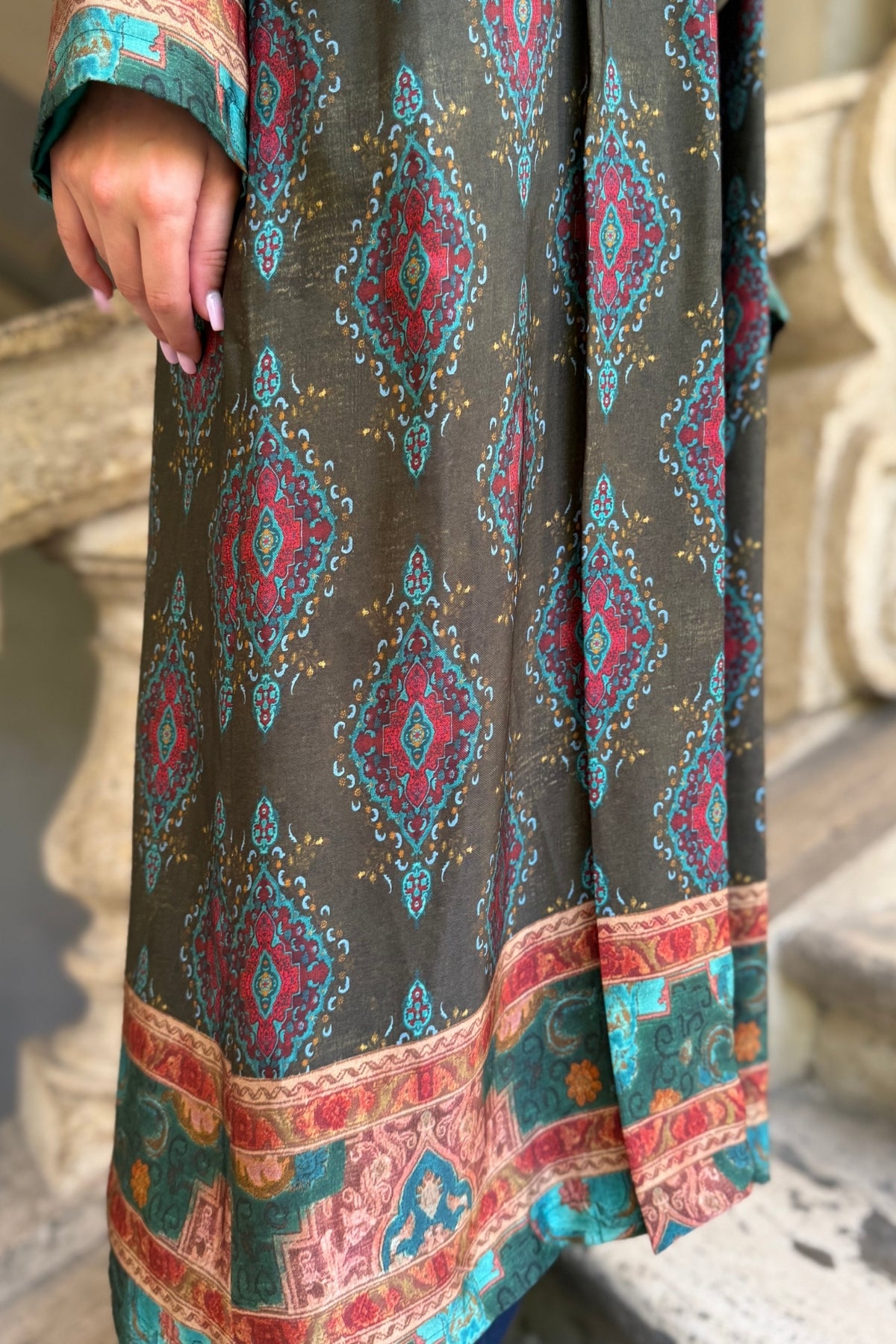 WU-SIDE - kimono viscosa - MILITARE