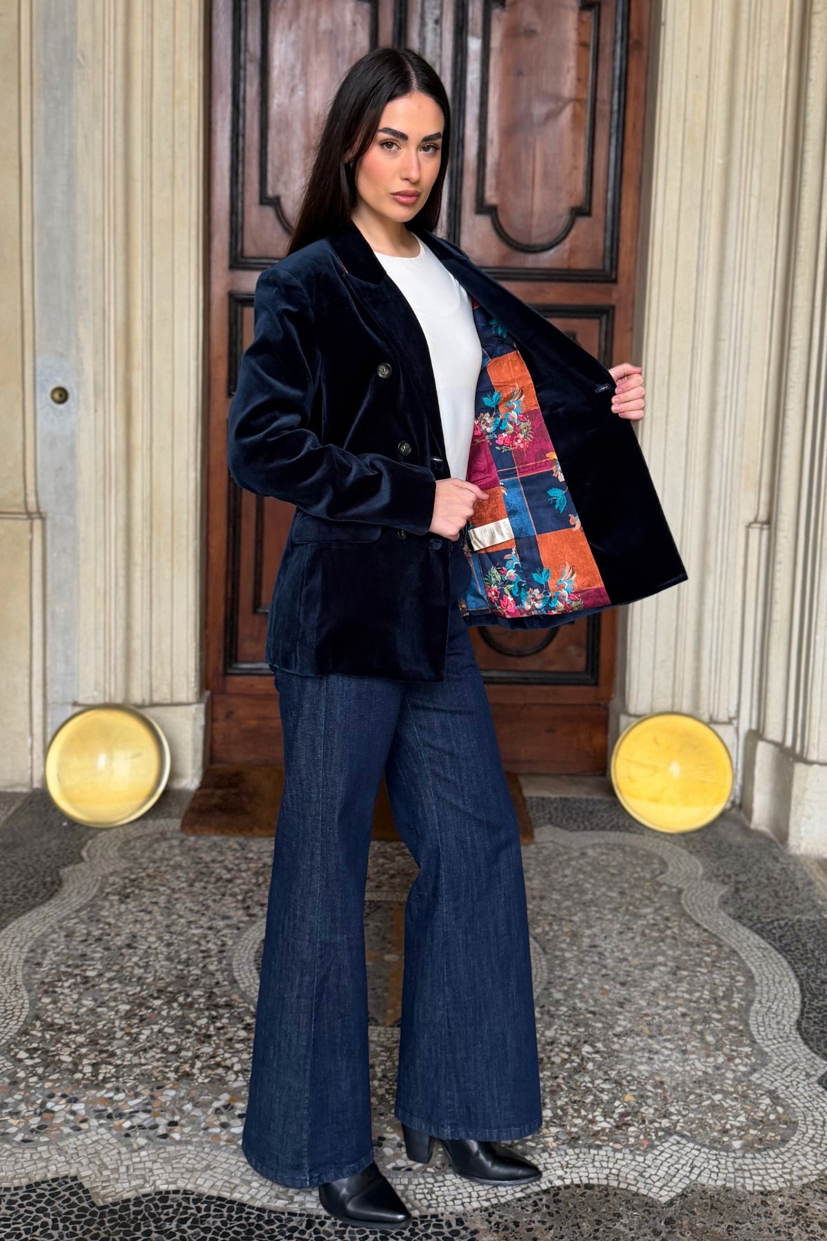 WU-SIDE - giacca doppio petto fustagno - BLUE