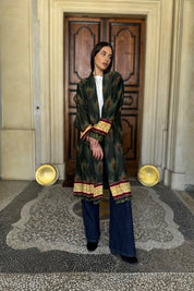 WU-SIDE - kimono fantasia viscosa - VERDE MARRONE