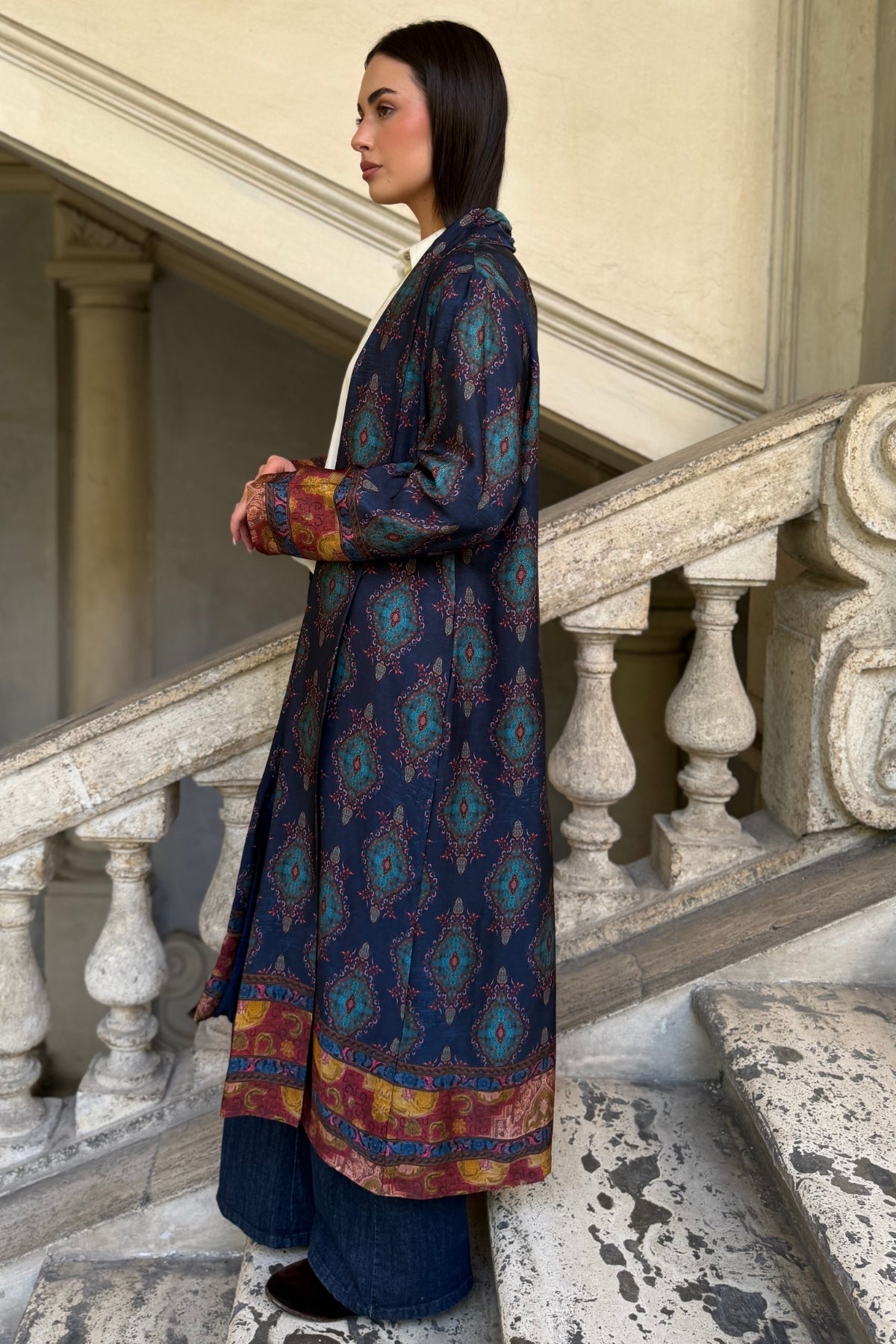 WU-SIDE - giacca kimono viscosa - BLUE