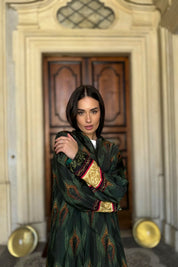 WU-SIDE - kimono fantasia viscosa - VERDE MARRONE