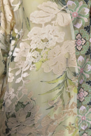 WU-SIDE - kimono devore lungo - CREMA VERDE