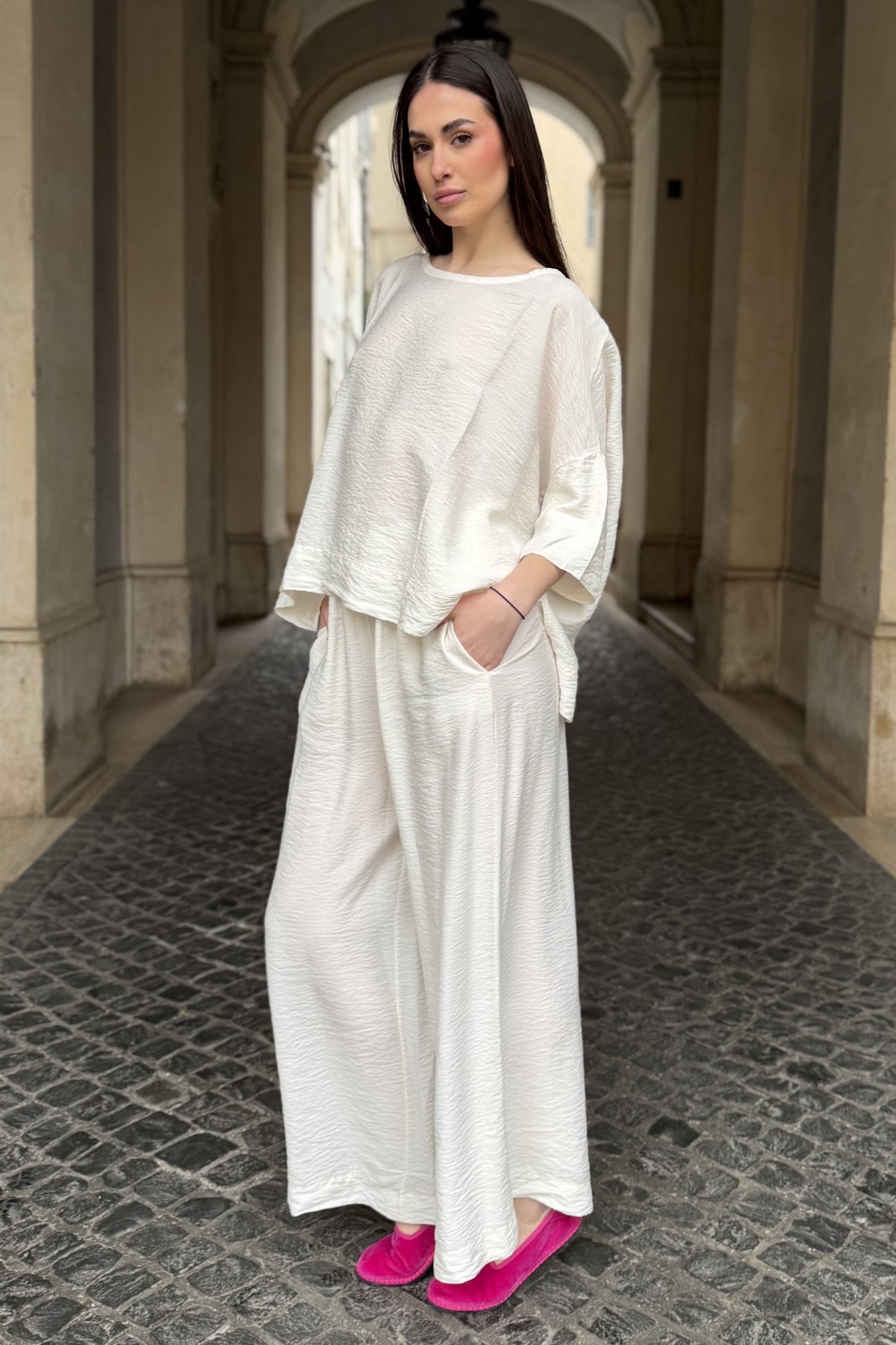 ARTEFILIA-MILANO - pantalone marea viscosa - BURRO