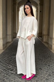 ARTEFILIA-MILANO - pantalone marea viscosa - BURRO