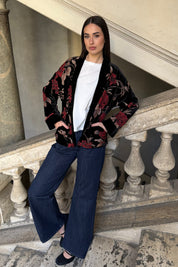 WU-SIDE - giacca kimono devore - BLACK RED