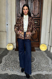 WU-SIDE - giacca kimono fantasia - MARRONE