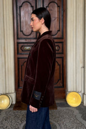 WU-SIDE - giacca doppio petto fustagno - CAFFE